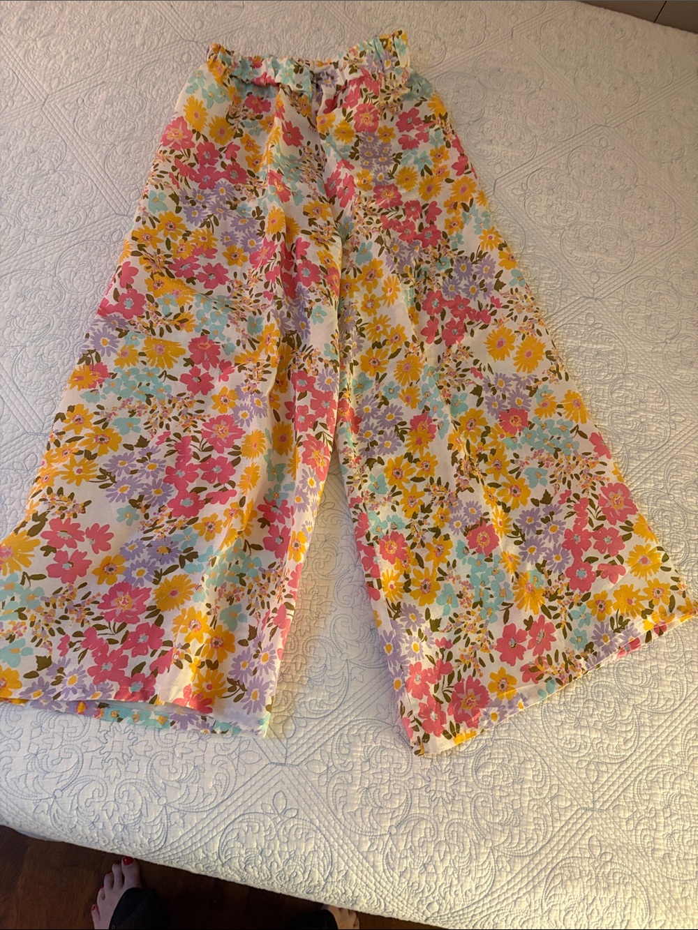 Vitamin A Girls' Floral Wide-Leg Pants in Pink, Yellow, Purple, Aqua